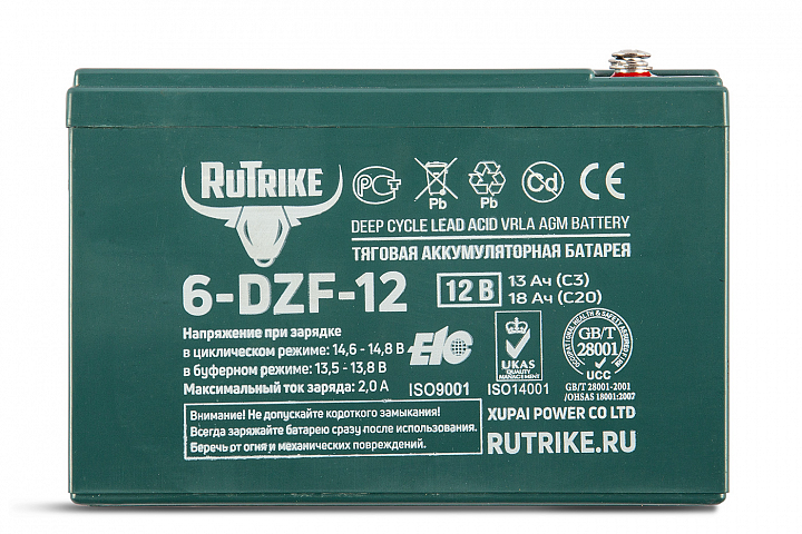 картинка Тяговый аккумулятор RuTrike 6-DZF-12 (12V13A/H C3) от магазина Eltreco