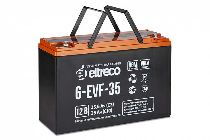 картинка Тяговый аккумулятор ELTRECO 6-EVF-35 (12V35A/H C3) от магазина Eltreco