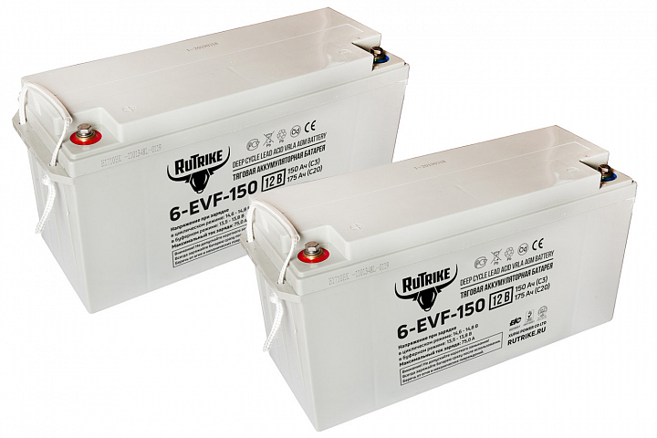 картинка Комплект гелевых аккумуляторов RuTrike 6-EVF-150 (24V150A/H C3) от магазина Eltreco