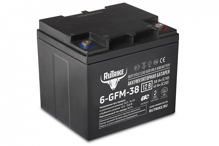 картинка Тяговый аккумулятор RuTrike 6-GFM-38 (12V41A/H C20) от магазина Eltreco