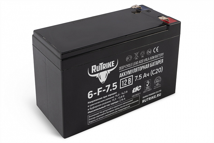 картинка Тяговый аккумулятор RuTrike 6-F-7,5 (12V7,5A/H C20) от магазина Eltreco