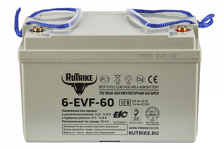 картинка Тяговый аккумулятор RuTrike 6-EVF-60 (12V60A/H C3) от магазина Eltreco