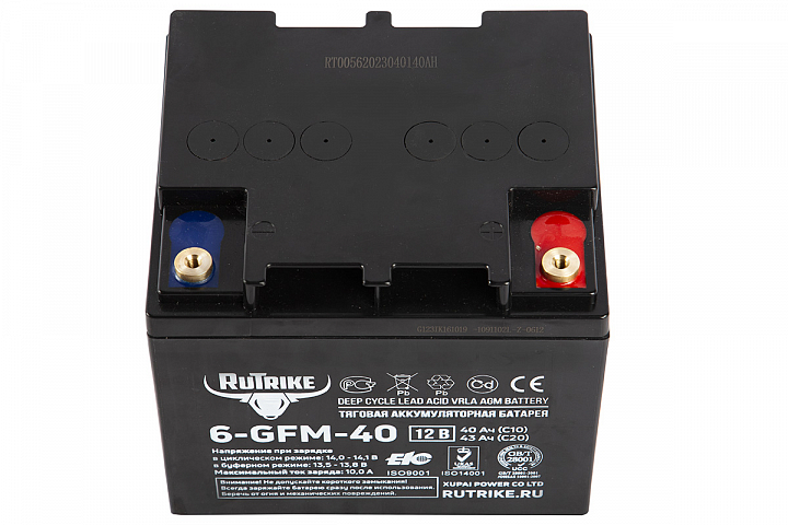 картинка Тяговый аккумулятор RuTrike 6-GFM-40 (12V43A/H C20) от магазина Eltreco