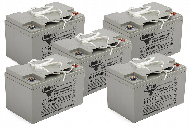 картинка Комплект тяговых аккумуляторов RuTrike 6-EVF-60 (60V60A/H C3) от магазина Eltreco