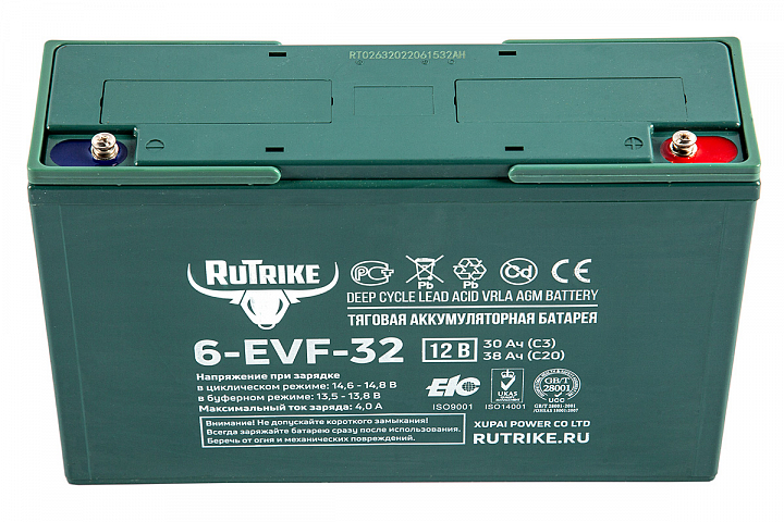 картинка Тяговый аккумулятор RuTrike 6-EVF-32 (12V32A/H C3) от магазина Eltreco