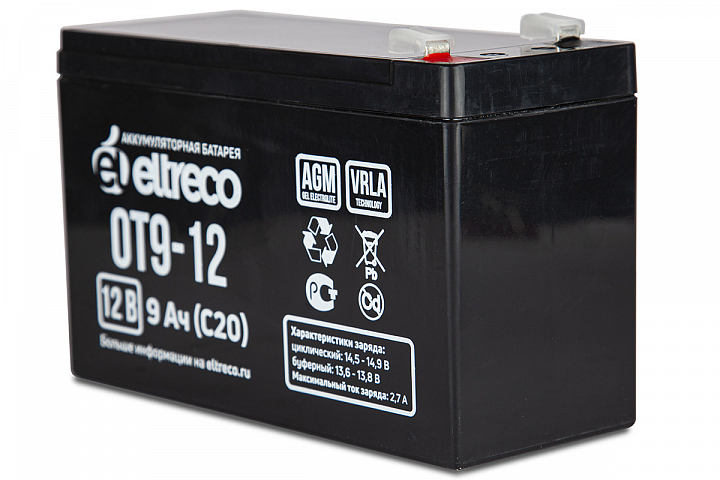 картинка Тяговый аккумулятор ELTRECO OT9-12 (6-F-9) (12V9A/H C20) от магазина Eltreco