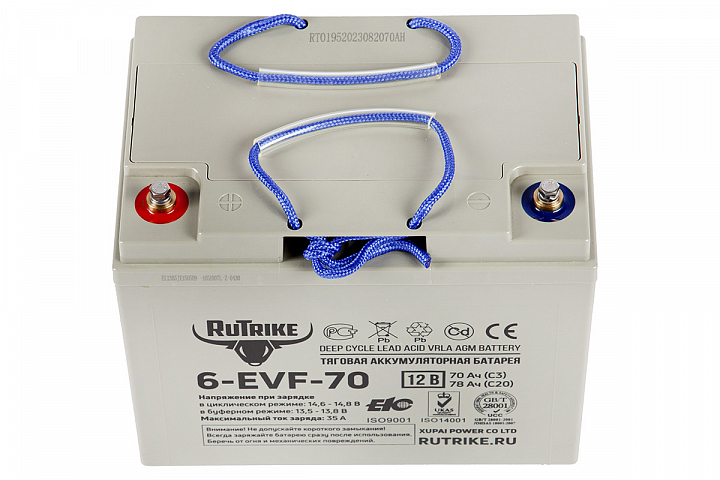 картинка Тяговый аккумулятор RuTrike 6-EVF-70 (12V70A/H C3) от магазина Eltreco