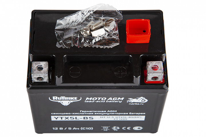 картинка Аккумулятор стартерный для мототехники Rutrike YTX5L-BS (12V/5Ah) (UTX5L-BS, CT 1205, MT 12-5) от магазина Eltreco