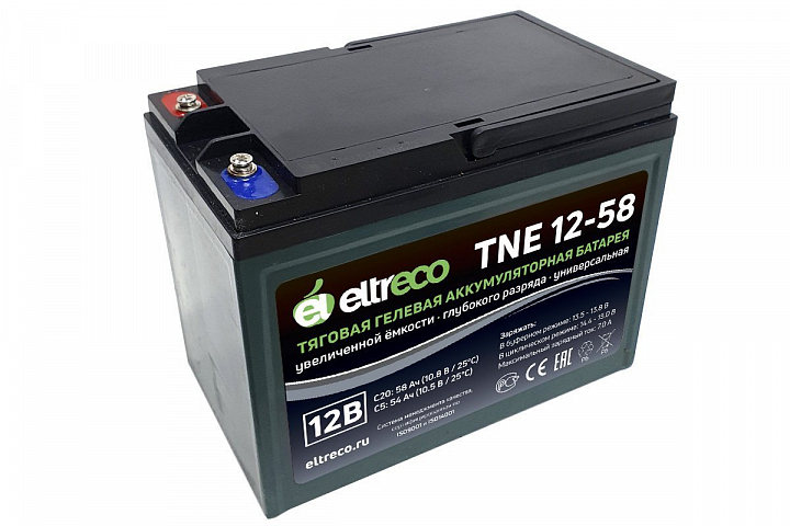 картинка Тяговый аккумулятор Eltreco TNE12-58 (12V52A/H C3) от магазина Eltreco
