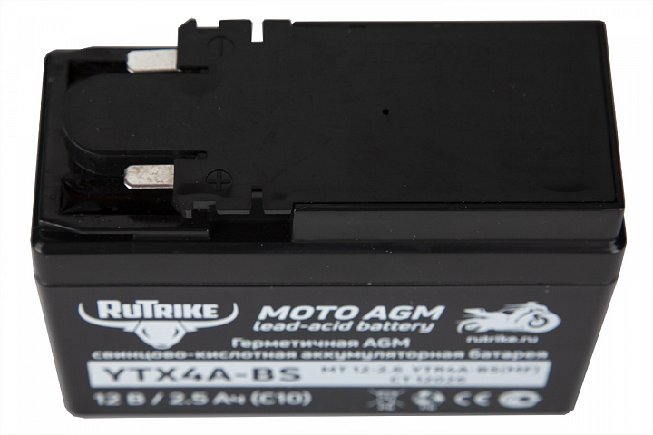 картинка Аккумулятор стартерный для мототехники Rutrike YTX4A-BS (12V/2,5Ah) (YTR4A-BS, CT 12026, MT 12-2.6) от магазина Eltreco