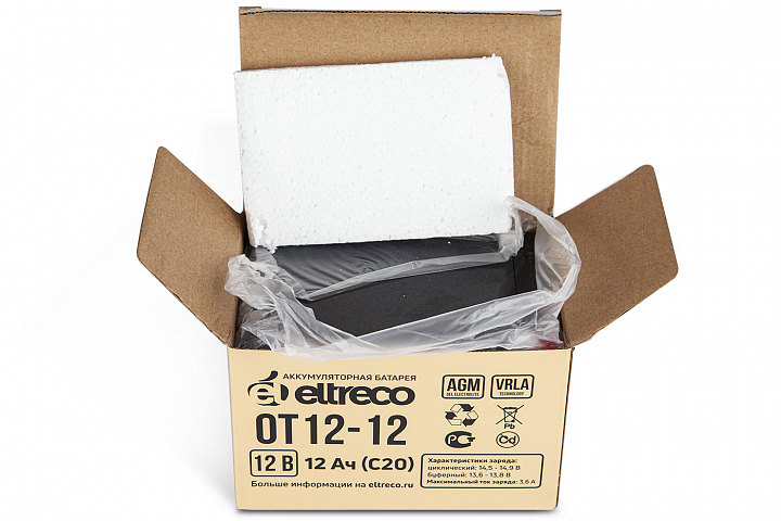 картинка Тяговый аккумулятор ELTRECO OT12-12 (6-F-12) (12V12A/H C20) от магазина Eltreco