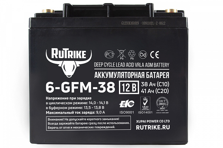 картинка Тяговый аккумулятор RuTrike 6-GFM-38 (12V41A/H C20) от магазина Eltreco