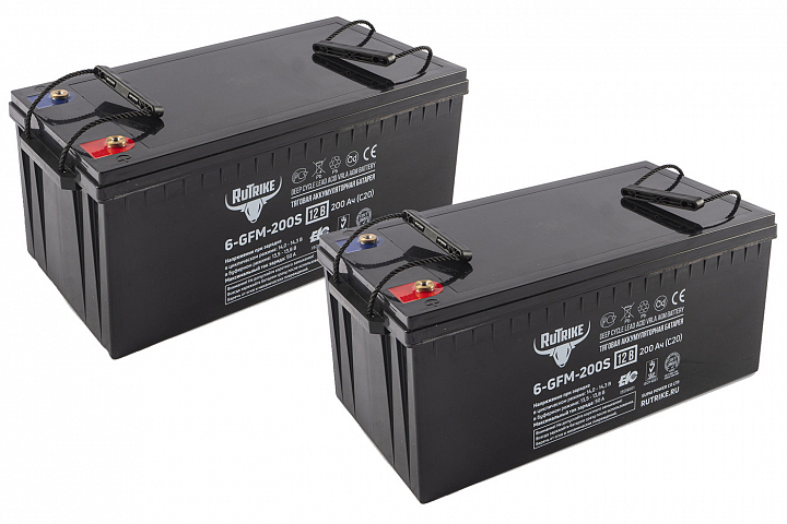 картинка Комплект тяговых аккумуляторов RuTrike 6-GFM-200 (24V200A/H C20) от магазина Eltreco