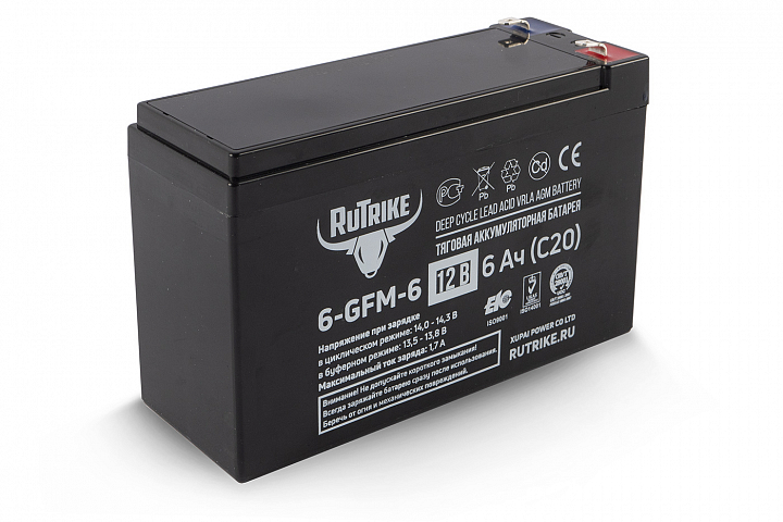 картинка Тяговый аккумулятор RuTrike 6-GFM-6 (12V6A/H C20) от магазина Eltreco