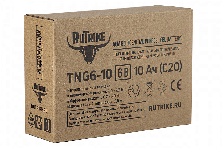 картинка Аккумуляторная батарея RuTrike TNG6-10 (6V10A/H C20) от магазина Eltreco