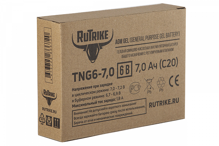 картинка Аккумуляторная батарея RuTrike TNG6-7,0 (6V7,0A/H C20) от магазина Eltreco