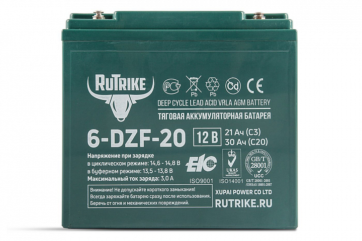 картинка Тяговый аккумулятор RuTrike 6-DZF-20 (12V20A/H C2) от магазина Eltreco