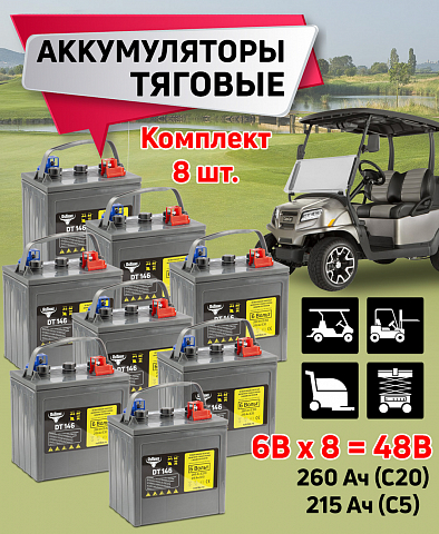 картинка Комплект тяговых WET аккумуляторов Rutrike DT146 (T-145) 48V170A/H C3 от магазина Eltreco