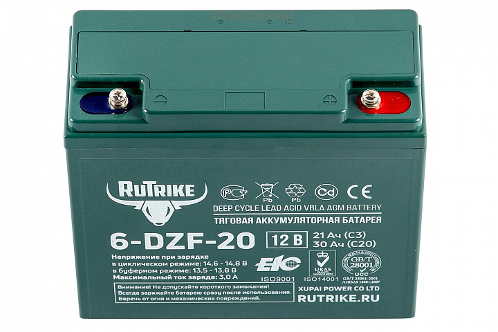 картинка Тяговый аккумулятор RuTrike 6-DZF-20 (12V20A/H C2) от магазина Eltreco