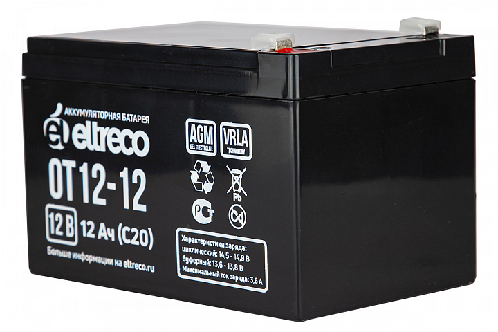 картинка Тяговый аккумулятор ELTRECO OT12-12 (6-F-12) (12V12A/H C20) от магазина Eltreco