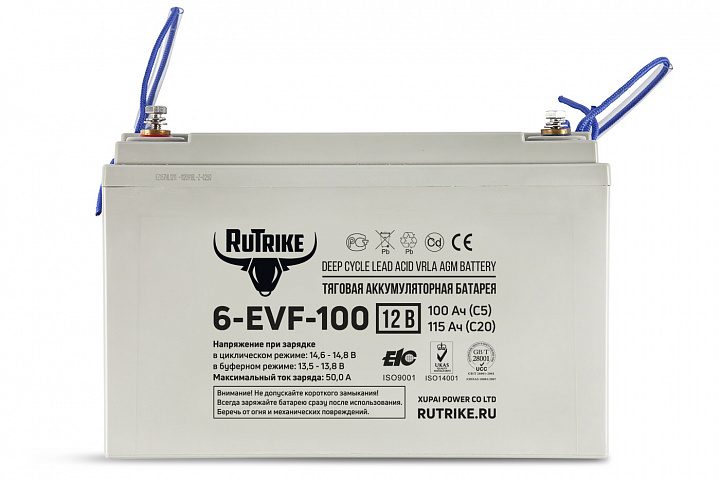 картинка Тяговый аккумулятор RuTrike 6-EVF-100 (12V100A/H C3) от магазина Eltreco