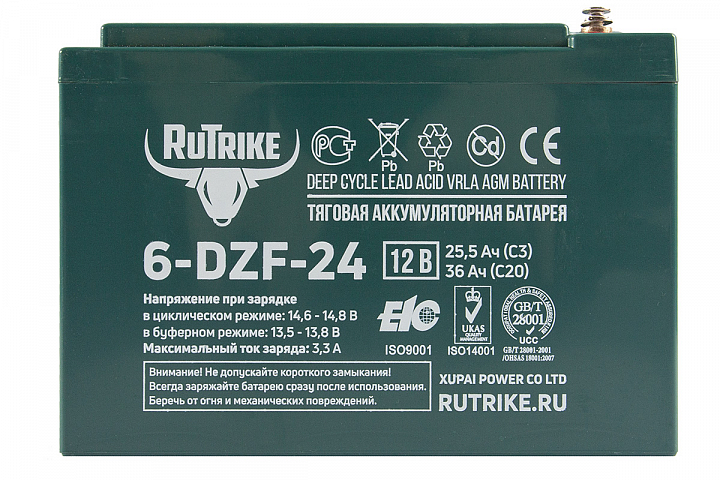 картинка Тяговый аккумулятор RuTrike 6-DZF-24 (12V24A/H C2) от магазина Eltreco