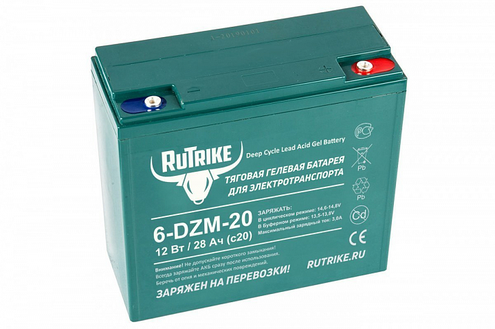 картинка Тяговый аккумулятор RuTrike 6-DZM-20 (12V20A/H C2) от магазина Eltreco