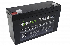 картинка Тяговый аккумулятор Eltreco TNE6-10 (6V10A/H C20) магазин Eltreco являющийся официальным дистрибьютором в России 