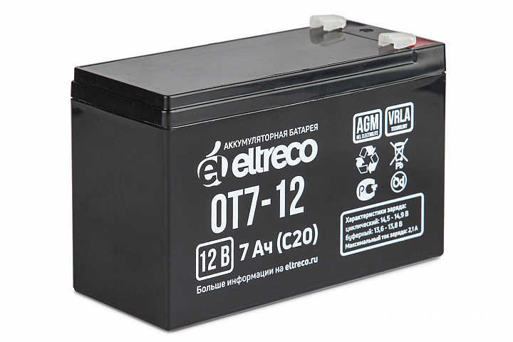 картинка Тяговый аккумулятор ELTRECO OT7-12 (6-F-7) (12V7A/H C20) от магазина Eltreco