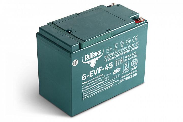 картинка Тяговый аккумулятор RuTrike 6-EVF-45 (12V45A/H C3) от магазина Eltreco