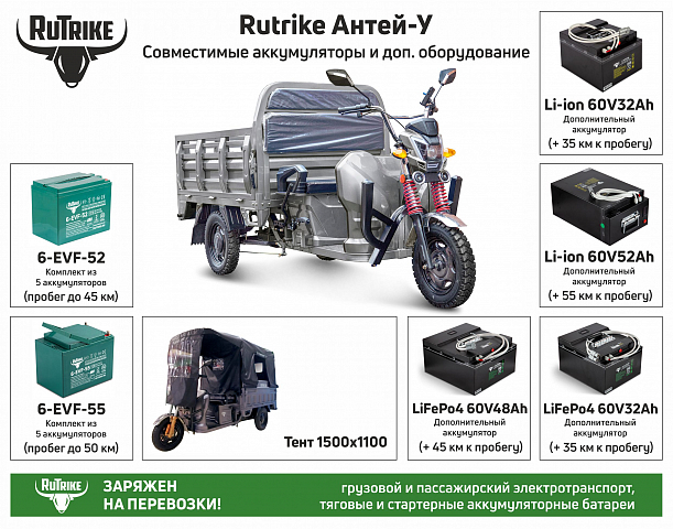 картинка Грузовой электротрицикл Rutrike Антей-У 1500 60V1200W от магазина Eltreco