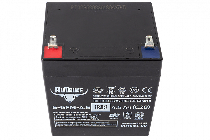 картинка Тяговый аккумулятор RuTrike 6-GFM-4,5 (12V4,5A/H C20) от магазина Eltreco