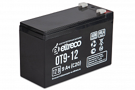 картинка Тяговый аккумулятор ELTRECO OT9-12 (6-F-9) (12V9A/H C20) магазин Eltreco являющийся официальным дистрибьютором в России 